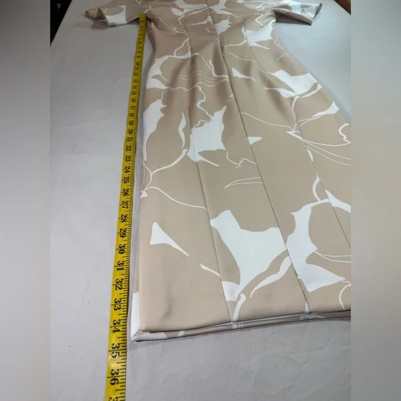 NWT Donna Karan New York Water Color  Print Midi Sheath Dress Floral Beige 2 - Picture 4 of 10